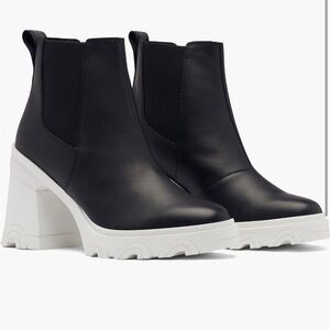 Sorel Waterproof Black and White Heeled Boots